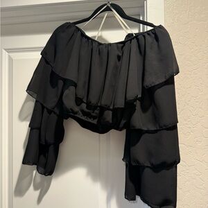 Elegant Black Off-Shoulder Ruffle Top